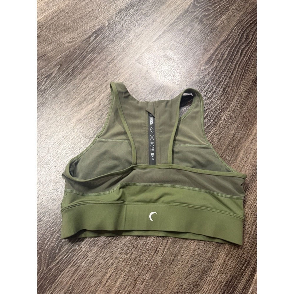 Zyia Active Olive Green Mesh High Neck Racerback Sports Bra Medium More Rep